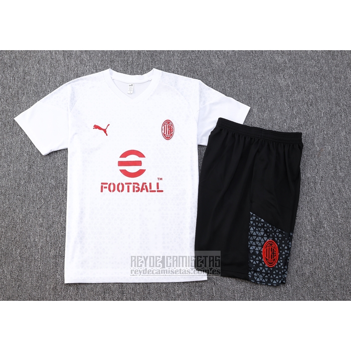 Chandal del AC Milan Manga Corta 2023-2024 Blanco - Pantalon Corto